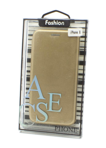 Чехол-книжка fashion case iphone x золотая