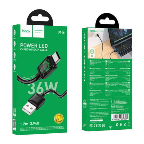 Кабель usb hoco u146 type-c (3a) черный 