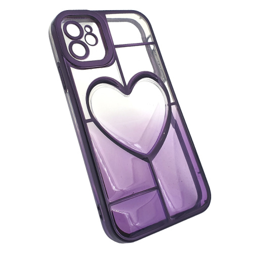 Чехол-силикон gradient heart с закрытой камерой для iphone 11 фиолетовый