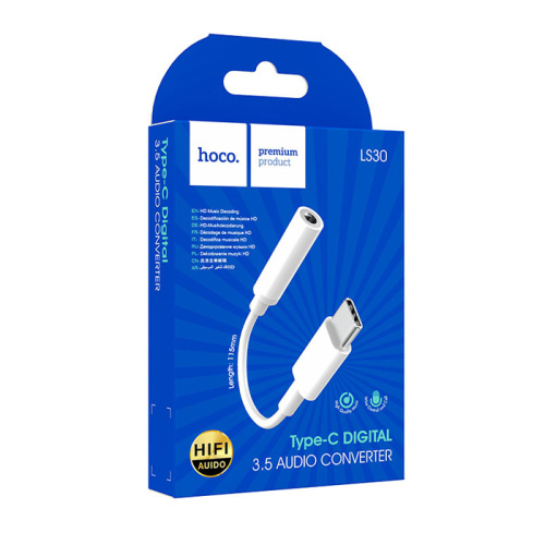 Переходник hoco ls30 type-c/3.5 белый
