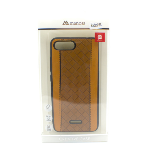 Чехол-силикон manoss кожа ромб xiaomi redmi 6a оранжевый