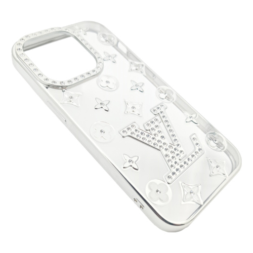 Чехол-силикон louis vuitton стразы для iphone 14 pro max (6.7) серебристый