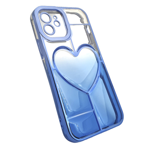 Чехол-силикон gradient heart с закрытой камерой для iphone 12 синий