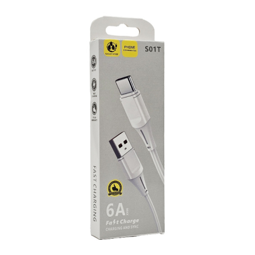  кабель usb sasathre s01t type-c (6a) белый
