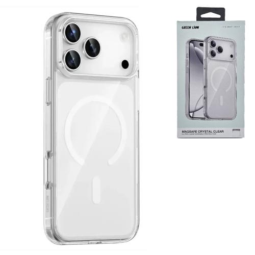 Чехол green lion magsafe crystal для iphone 17 pro max прозрачный