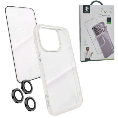 Чехол-крышка green lion 3в1 protection pack для iphone 14 pro max прозрачный