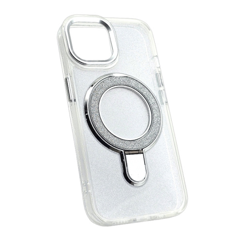 Чехол-крышка shine #010 с держателем для iphone 15 серебристый