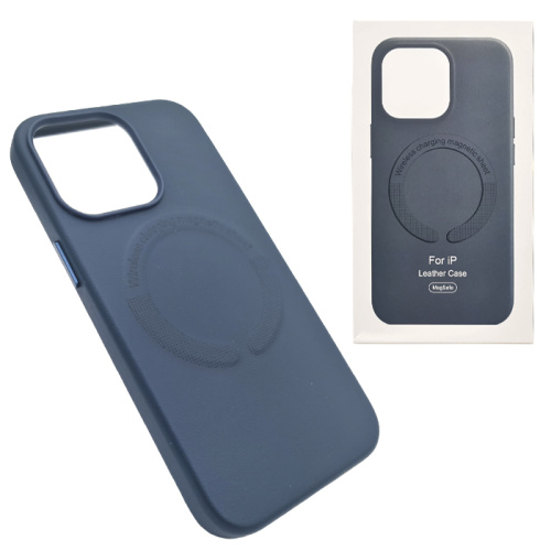 Чехол-крышка leather case magsafe для iphone 13 pro синий