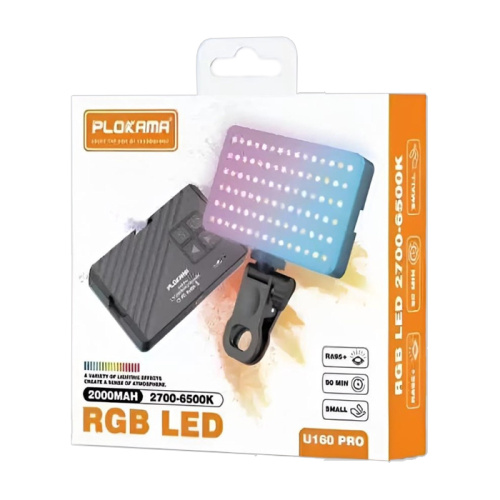 Светодиодная панель plokama u160 pro rgb 2700-65000k (2000mah)