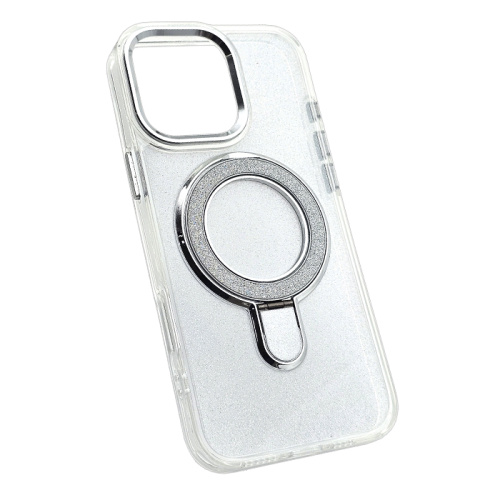 Чехол-крышка shine #010 с держателем для iphone 16 pro серебристый