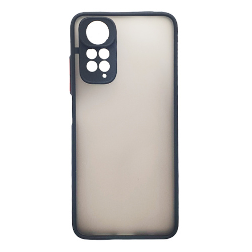 Чехол-силикон матовый закрытой камерой красные кнопки xiaomi redmi note 11 4g черный