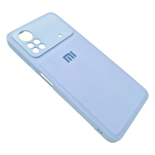 Чехол-крышка кожа logo poco x4 pro голубой