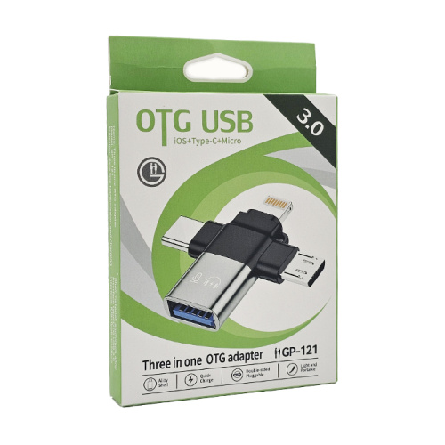 Otg (3,0) gp-121 usb/lightning/type-c/micro черный