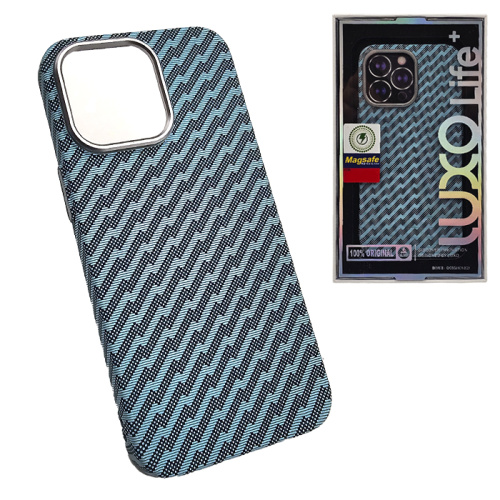 Чехол-крышка luxo life карбон zigzag magsafe iphone 15 голубой