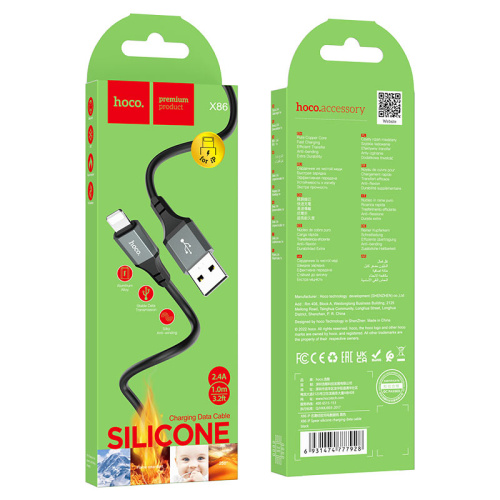 Кабель usb hoco x86 lightning черный