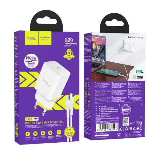 Сзу hoco n27 type-c на type-c (pd20w) белое