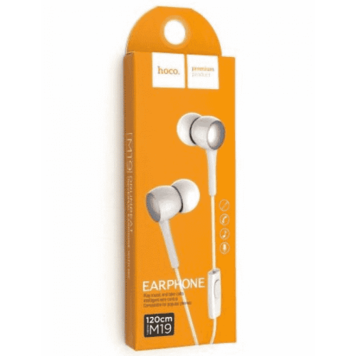 H/f (3.5mm) hoco m19 universal earphone с микрофоном белые