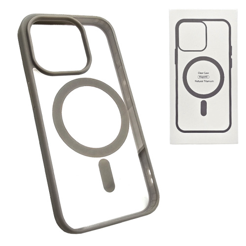 Чехол-силикон clear case magsafe (magnetic) для iphone 15 pro титан