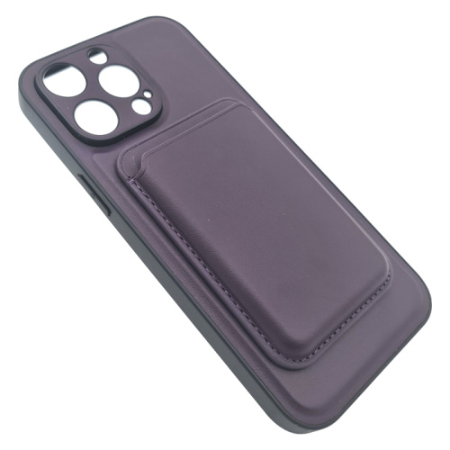 Чехол-силикон под кожу без лого с визитницей для iphone 14 pro max (6.7) фиолетовый