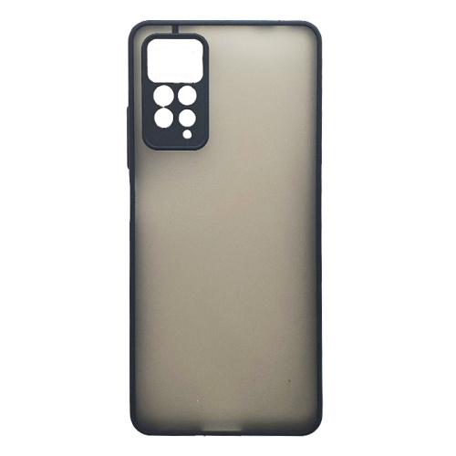 Чехол-силикон матовый закрытой камерой красные кнопки xiaomi redmi note 11pro 4g черный