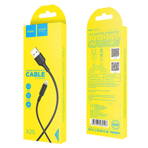 Кабель usb hoco x25 lightning 1m черный 
