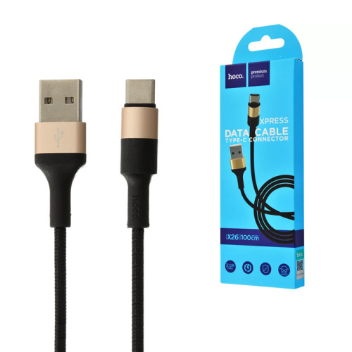 Кабель usb hoco x26 type-c 1m черный