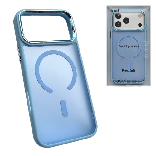 Чехол-крышка knit magsafe для iphone 17 pro max голубой