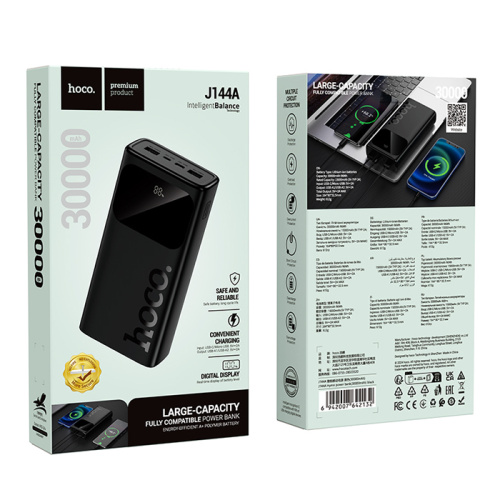 Пзу hoco j144a 30000mah (2a) черный
