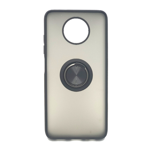 Накладка задняя faison для xiaomi note 9t, ca-22, ring series 2, пластик, силикон, матовая, держатель под палец, магнит, цвет: чёрный