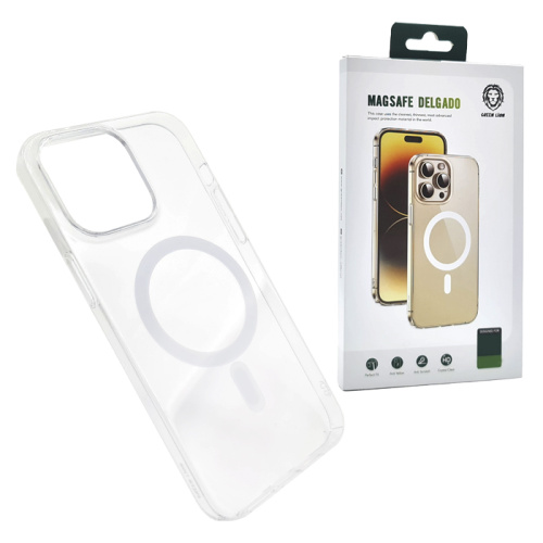 Чехол-крышка green lion magsafe deLGado для iphone 14 pro max прозрачный