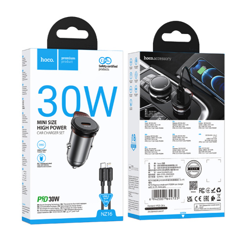 Азу hoco nz16 type-c на lightning (pd30w) серый