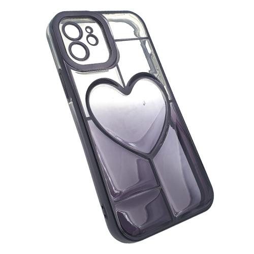 Чехол-силикон gradient heart с закрытой камерой для iphone 12 черный