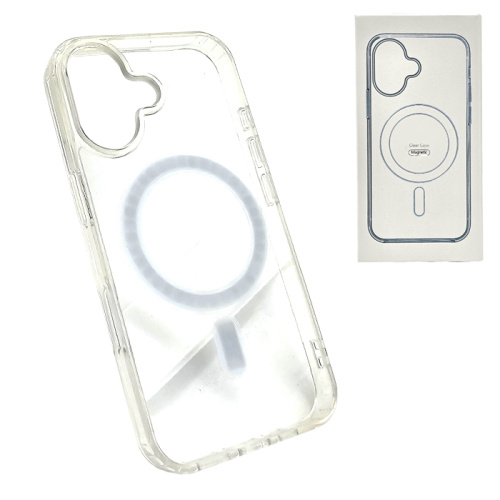Чехол-силикон clear case magsafe (magnetic) для iphone 16 прозрачный 