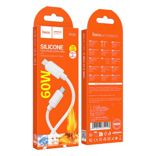 Кабель type-c hoco x122 type-c (60w) белый 