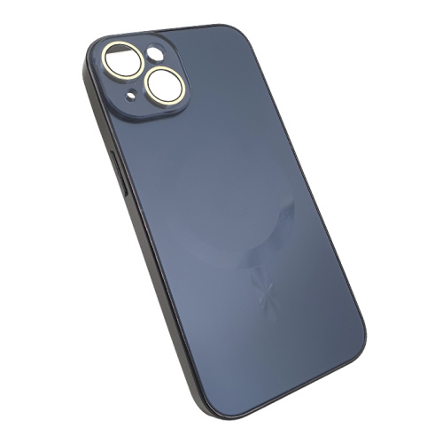 Чехол-силикон magnetic cam protect с лого для iphone 14 голубой