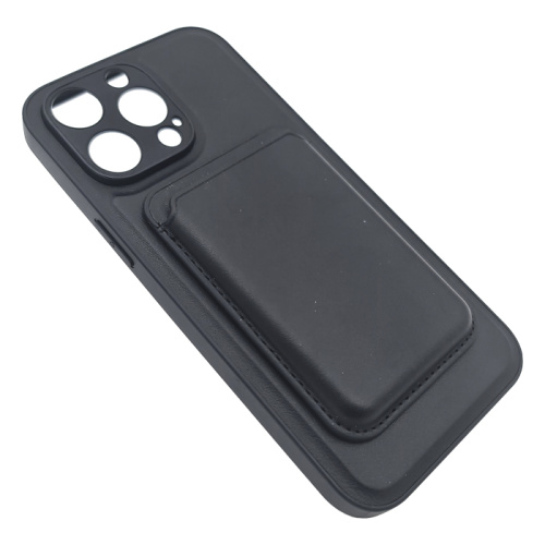 Чехол-силикон под кожу без лого с визитницей для iphone 14 pro (6.1) черный