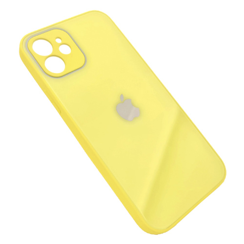 Чехол крышка с глянцевым стеклом для iphone 12 желтый