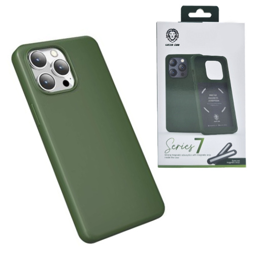 Чехол-крышка green lion series 7 magnetic absorption strip для iphone 14 pro max зеленый