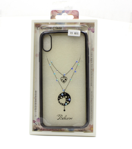 Чехол-силикон кантик со стразами iphone xs max графитовый