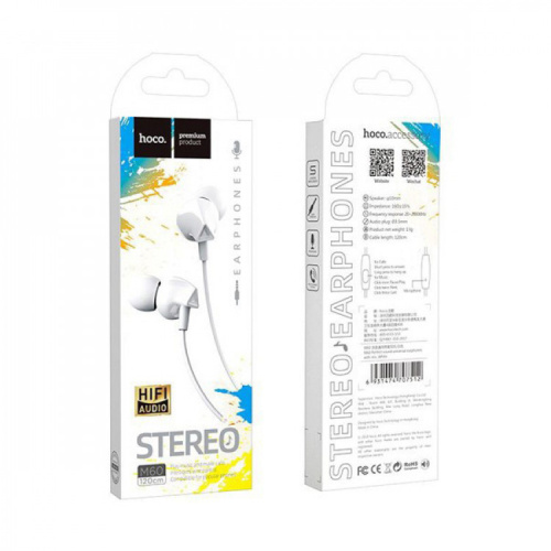 H/f (3.5mm) hoco m60 с микрофоном белый