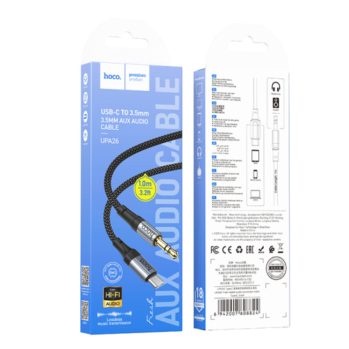 Шнур aux hoco upa26 3,5/type-c черный