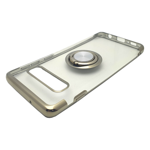 Чехол-силикон прозрачный кантик с кольцом Samsung s10 серебристый