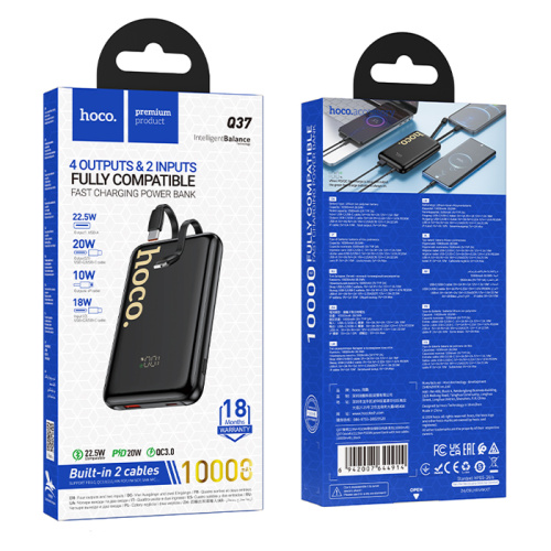 Пзу hoco q37 10000mah (22.5w+pd20w) черный