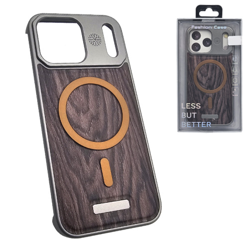 Чехол-крышка fashion wood magsafe для iphone 17 pro max коричневый