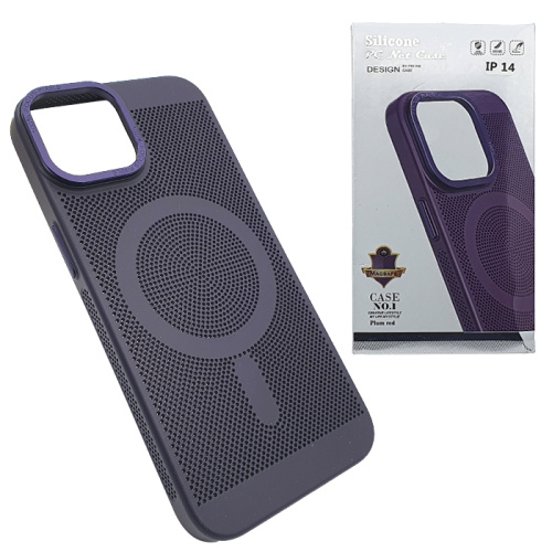 Чехол-крышка silicone pc net case magsafe для iphone 13/14 фиолетовый