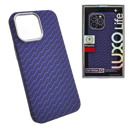 Чехол-крышка luxo life карбон zigzag magsafe iphone 13pro фиолетовый