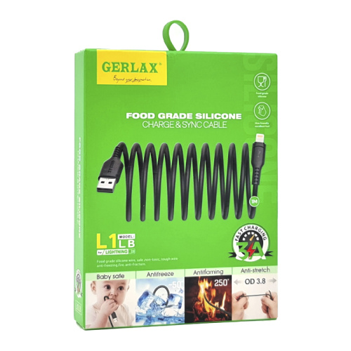Кабель usb gerlax l1 lightning черный