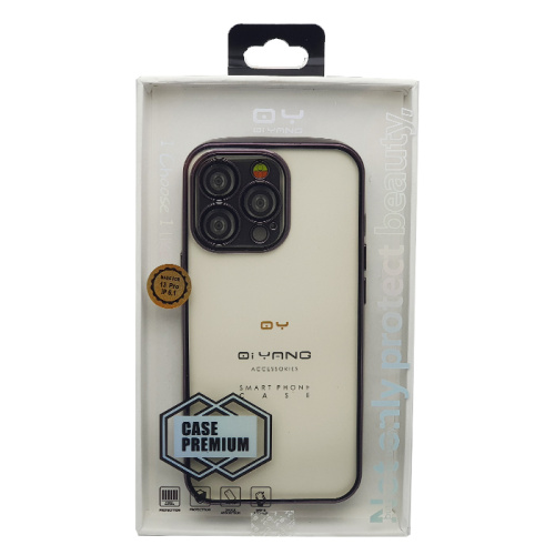 Чехол-силикон qi yang для iphone 13 pro (6.1) прозрачный, кантик черный