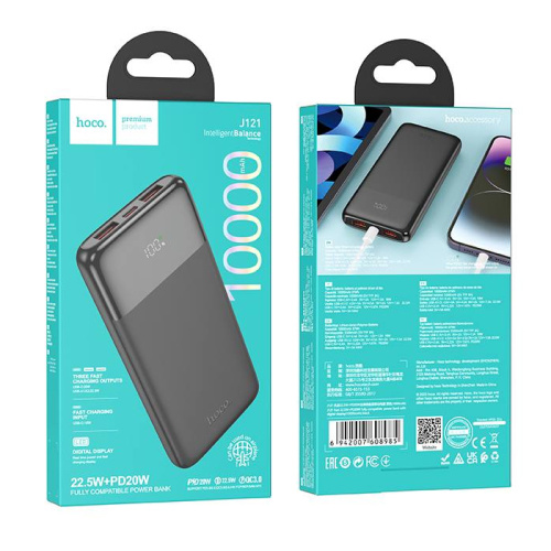 Пзу hoco j121 10000mah (22.5w/pd20w) черный
