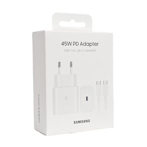 Сзу/type-c Samsung 45w (official) (+ кабельtype-c/ep-ta845) белое